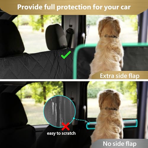 F-color SUV Cargo Liner for Dogs - Waterproof Pet Cargo Liner with Side Flaps, Comfort Dog Cargo Cover with Bumper Flap, Scrachproof Non-Slip for Large SUVs Sedans Trunks Vans, Black - color: Black, size: Medium Standard (With Flaps) 81"