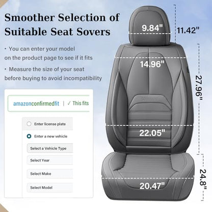 Coverado Seat Covers, Car Seat Covers Front Seats, Automotive Seat Covers, Waterproof Nappa Leather Car Seat Cover, Car Seat Cushion, Gray Seat Covers Carseat Cover Universal Fit for Most Cars - color: Gray-A, size: Front