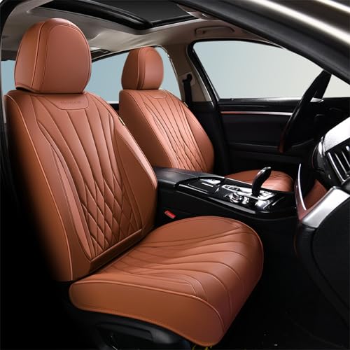 FLORICH Premium Leather Car Seat Covers, Automotive Seat Covers Universal Fit Most Vehicles, Quick Setup Car Seat Protector Car Accessories (Brown, 2 Front Set) - color: Brown, size: Frontpair