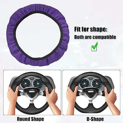 X AUTOHAUX Steering Wheel Cover Universal Elastic Stretch Antislip Breathable Microfiber Ice Silk Interior Trim Wheel Protector for Car Truck SUV Purple - color: Purple