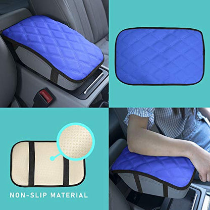 FH Group Faux Leather Diamond Pattern Center Console Armrest Cushion, Luxury Seat Box Cover Protector fits Most Cars, SUVs, and Trucks Blue - color: Blue, style: Console Cover (Diamond)