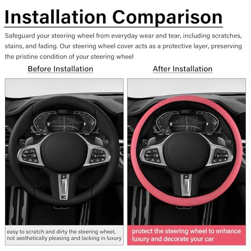 Red Mesh Steering Wheel Cover, Universal 15 inch, Elastic Stretch Microfiber Breathable Ice Silk Cover, Anti-Slip, Odorless, Sweat Absorption, Warm in Winter and Cool in Summer - color: Mesh Red