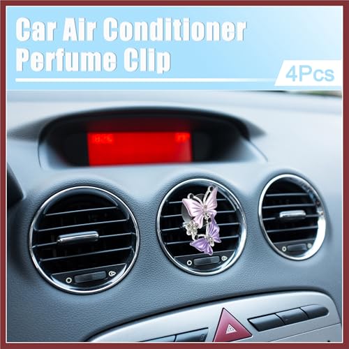 Car Butterfly Shape Clips for Air Conditioner Outlet Vent Decorations Clip Purple 4 Pcs Replace Parts