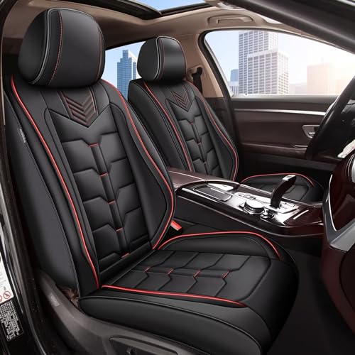 IKABEVEM Full Set Car Seat Covers Fit for Nissan Altima 2008-2025 2026 2 Rows 5 Seats Seat Cover Faux Leather Seat Cushion Waterproof Auto Protectors-Black & Red Line - color: #034 Red Line, size: For Altima-5 seat covers full set