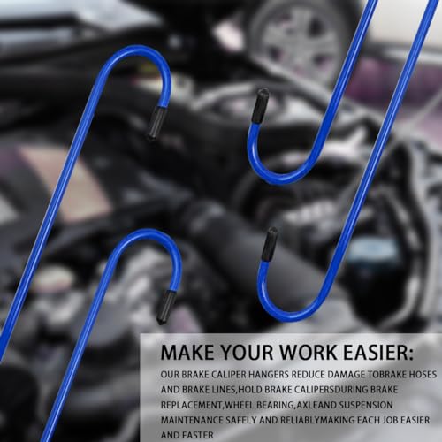 2PCS Car Brake Caliper Hooks, Vehicle Caliper Hangers with Rubber Caps, S-Shaped Automotive Accessories for Braking, Axle, Bearing, Suspension Work for SUV, Truck, RV（Blue/2PCS） - color: Blue, size: 2PCS