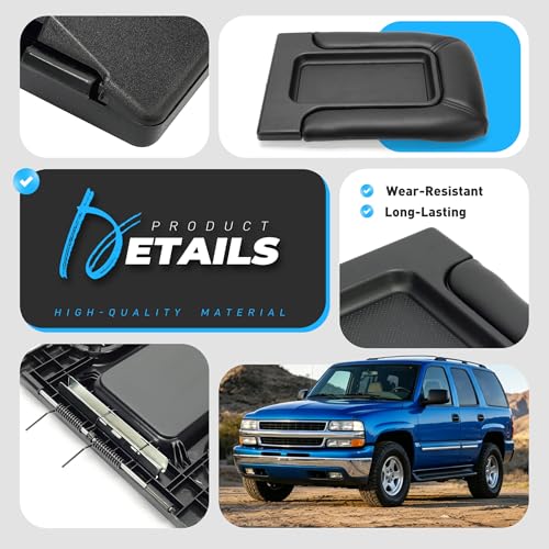 ECOTRIC Center Console Lid Compatible with 1999-2007 Chevy Silverado Tahoe Avalanche Suburban GMC Sierra Yukon Escalade Replacement for 19127364 19127365 19127366 Black