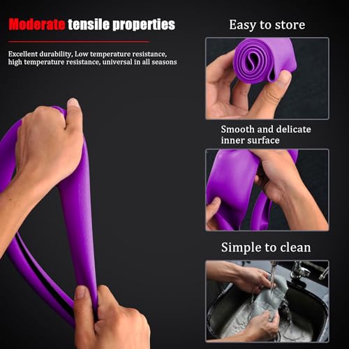 JDDRY Car Steering Wheel Cover,Silicone Steering Wheel Protector,Universal Fit Automotive Steering Wheel Cover,Steering Wheel Protective Cover(Purple,1PC) - color: Purple