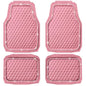 CAR PASS Bling Diamond Rubber Car Mats, Heavy Duty Deep Dish All-Weather Floor Mat Full Set Anti-Slip 3D Rhombus Waterproof Trim Fit Liner Universal Glitter Sparkly Shining Rhinestone, Pink Rubber - color: Pink Diamond