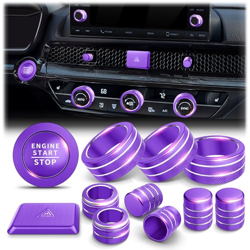 Polodunn for Honda Civic 2022-2026 Accessories, CRV 2023-2026 & Acura Ingetra 2023-2026 (Fit 7" Screen/ 2 Audio Knobs), 12pcs Knob Cover Kit - Hazard Light, Push Start, Audio, AC & Air Vent (Purple) - color: Purple, size: 2 Audio Knobs Screen