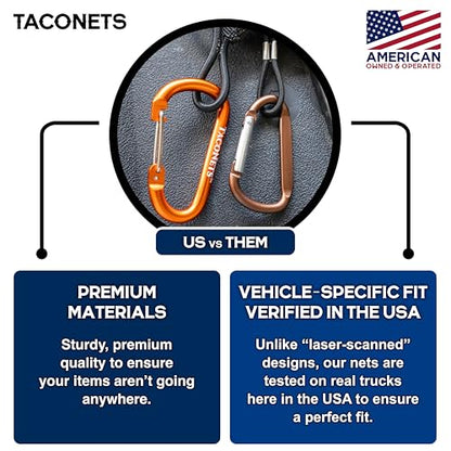TacoNets Envelope Cargo Net for Colorado/Canyon - Fits 2023-Current - Upgraded 5mm Bungee - Integrated Storage Bag - Heavy Duty Carabiners - Designed in USA - style: Chevy Colorado / GMC Canyon 2023+