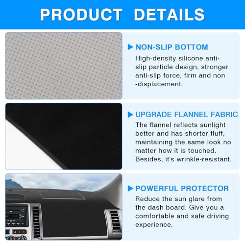 Autorder Dashboard Cover Mat for Ford Edge 2007-2014 Accessories Dash Cover Upgrade Flannel Dash Mat Sunshade Glare UV Rays Protector - size: 2007-2014 Edge