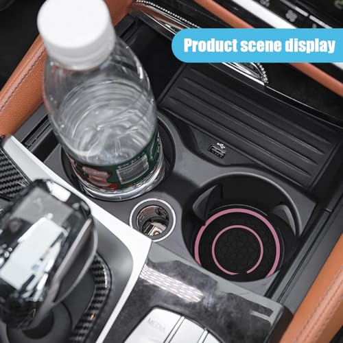 2PCS Car Cup Holder Coasters, 2.75 Inch Auto Non-Slip Anti Dust Cup Mats, Console Cup Holder Insert Coaster Auto Insulated Mats, Universal Interior Accessories for Most Cars (Pink) - color: Pink