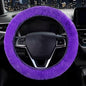Furry Car Steering Wheel Cover, Heat Absorbing Fluffy Cover, Soft Warm Plush Non-Slip, 14 1/2-15 inch, for Women Girls, Purple - color: single cover - purple
