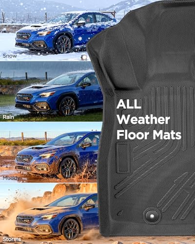 DrCarNow All-Weather Car Floor Mats Compatible with Subaru WRX 2022 2023 2024 2025 2026 Trunk Liner, Anti-Slip TPE Waterproof Heavy-Duty Black Full-Season Protection
