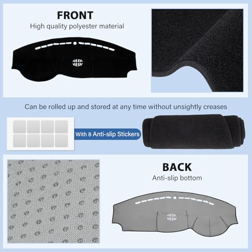 Dash Cover Mat Compatible with Kia Soul 2014-2019 Accessories, Dashboard Cover Polyester Non-Slip Sunshade Protector Pad No Glare Black - size: for Soul 2014-2019