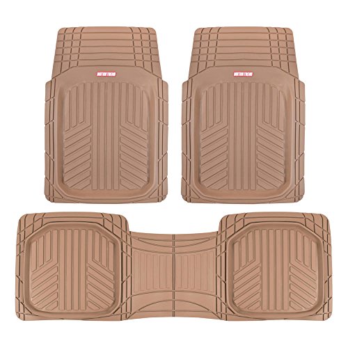 BDK Beige Heavy Duty Front & Rear Rubber Floor Mats Universal Liners for Car SUV Van & Truck, All Weather Protection with Anti-Slip Nibs, Fit Contours of Most Vehicles - color: 933-BG
