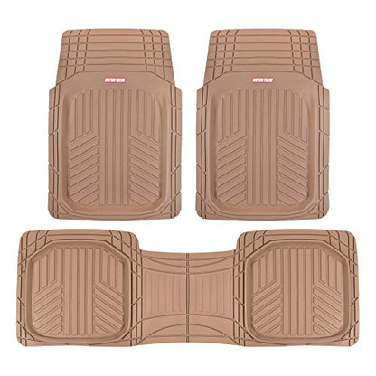 BDK Beige Heavy Duty Front & Rear Rubber Floor Mats Universal Liners for Car SUV Van & Truck, All Weather Protection with Anti-Slip Nibs, Fit Contours of Most Vehicles - color: 933-BG