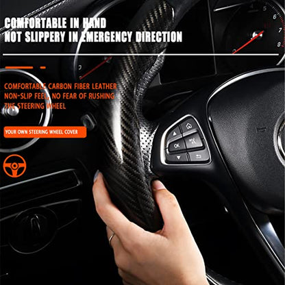 Steering Wheel Cover, 2PCS Segmented Steering Wheel Protector, Carbon Fiber Anti-Slip and Durable Car Accessory, Universal Fit for Most Cars，SUVs (Carbon Fiber Black) - color: Carbon Fiber Black