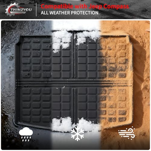 Floor Mats Compatible with 2017-2025 2026 Jeep Compass Trunk Mat Cargo Liner Cargo Mat TPE All Weather Back Seat Cover Protector 2024 Compass Accessories (Trunk Mat+Backrest Mats+Floor Mats) - style: For Jeep Compass | 2017-2026