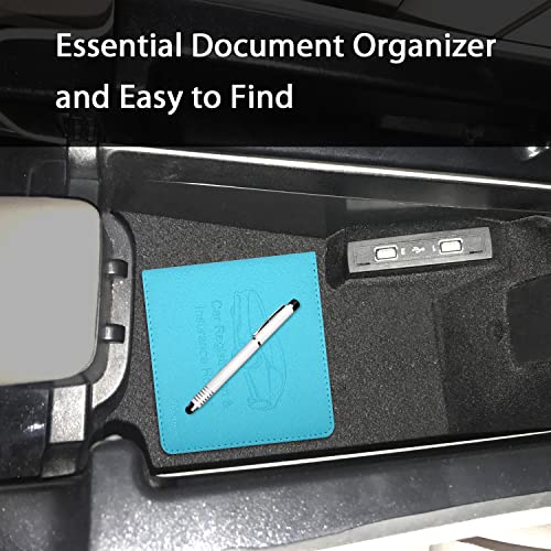 Car Insurance and Registration Holder, 5.5 x 5 Inch PU Leather Vehicle Glove Box Organizer Wallet Case for Insurance Card, Driver License, Paperwork - Mint Green - color: MintGreen
