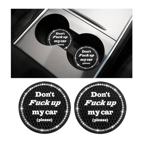 2 Pack Bling Car Cup Holder Coaster, 2.75 Inch Anti-Slip Auto Insert Cup Coaster, Crystal Car Drink Cup Mat Perfect for Women Girls, Universal Interior Decor Accessories (Black)