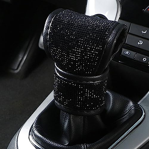 Auto Gear Shift Knob Cover with Crystal Glitter Bling Rhinestones,Car Knob Gear Stick Protector (Black Diamonds) - size: Gear Shift (Black Diamonds)