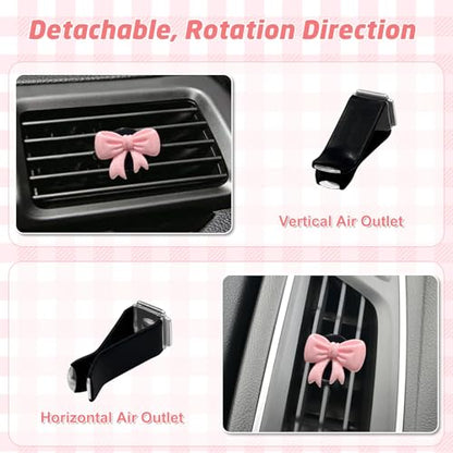 8 PCS Coquette Pink Bow Car Air Freshener Vent Clip, Cute Aesthetic Cars Scent Air Fresheners Vent Clips Decorations, Automotive Interior Accessories for Women Girl