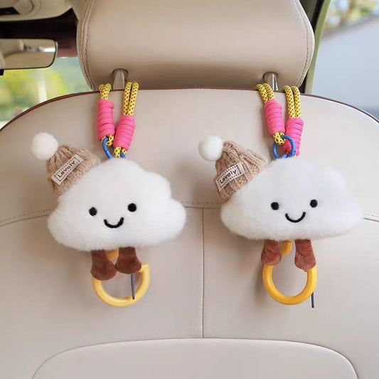Car Seat Headrest Hook 2 Pack Hooks Hanger Storage Organizer Universal for Handbag Purse Coat, Cute Car Accessories for Women (Clouds) - color: Clouds