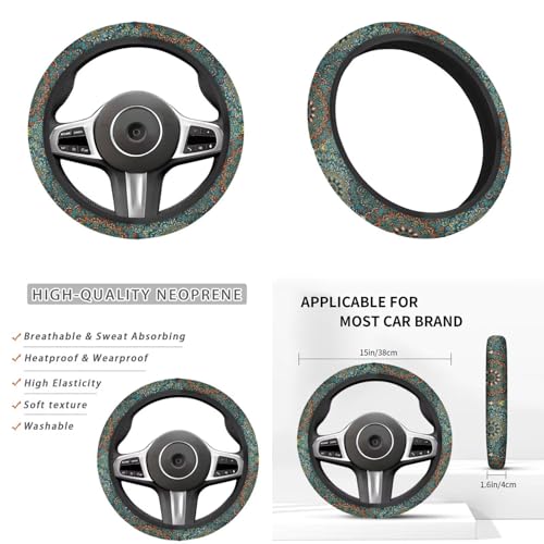 Dog Claw Car Steering Wheel Covers Set Bohemian Print Car Interior Accessories Cup Holder,Handbrake Gear Cover for Vans Truck SUV - color: Dog Claw