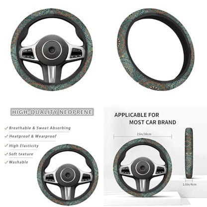 Dog Claw Car Steering Wheel Covers Set Bohemian Print Car Interior Accessories Cup Holder,Handbrake Gear Cover for Vans Truck SUV - color: Dog Claw