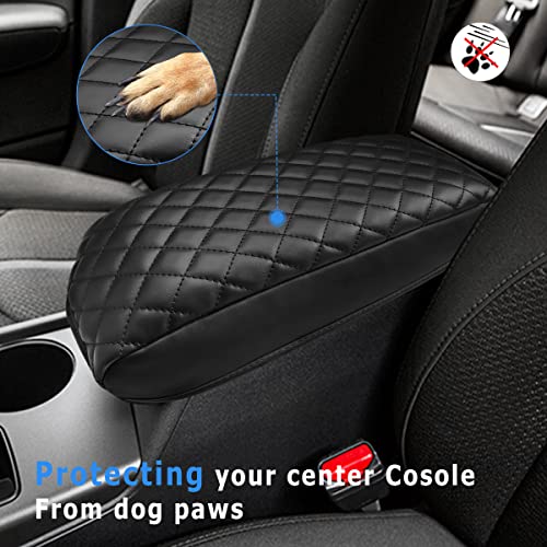 INTGET Car Center Console Armrest Cover for Kia Optima Accessories 2016 2017 2018 2019 2020 Leather Middle Console Arm Rest Box Lid Seat Cover Protector Cushion Saver (Black with Cushion) - color: Black with cushion