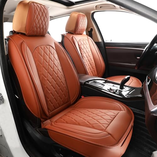 Seat Covers Full Set,Waterproof Seat Covers Leather Seat Cover Universal Automotive Seat Covers Car Seat Protector Vehicle Cushion Cover for Sedan, Truck and SUV (Full Set, Brown) - color: Brown, size: 5PCS Full Set