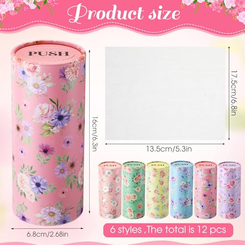 Outus 12 Pcs Spring Floral Car Tissues Cylinder Holder Flowers Round Tissue Box Cup Holder 3 Ply Facial Napkins Napkins Container for Car Home Office Dispenser Travel - style: Rose