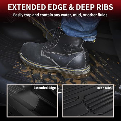 LASFIT Front Floor Mats for Ford F-150 2015-2026 | F150 Lightning 2022-2025 SuperCrew & Super Cab Carpet Floor All Weather Car Liners TPE Truck Mats-First Row Only, 2pcs Black - style: 1) F-150 SuperCrew&Super Cab| 15-26 | 1st Row Bucket Only