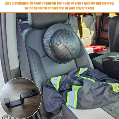 Hard Hat Holder for Truck Seat Bamboo Hard Hat Hook for Seatback, Headrest Hooks for Car, Portable Hard Hat Hanger, Holds Hard Hat and Vest with Ease (1)