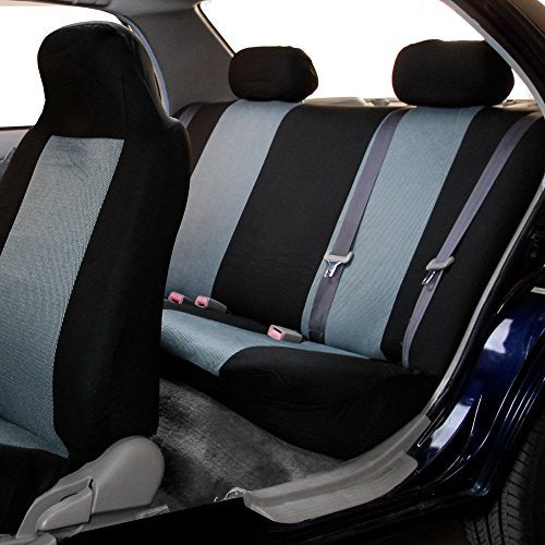 FH Group Full Set Car Seat Covers Classic Cloth Universal Fit Gray Seat Covers,Washable High Back Combo Small Car Seat Cover Design Front Seat Covers Seat Cover for SUV, Sedan, Van, Car Accessories