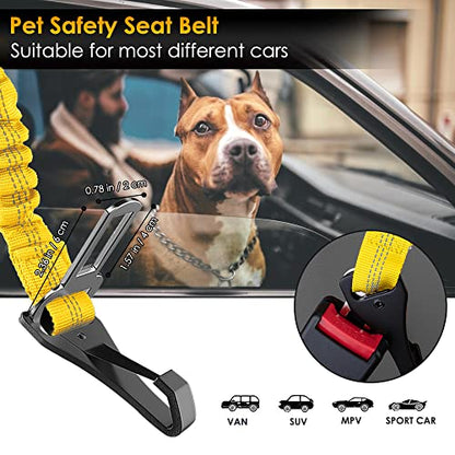 SlowTon Dog Harness, Adjustable Dog Seatbelt, 2 in 1 Latch Bar Attachment, Reflective Nylon Belt Tether, Yellow, 27.55in - color: Yellow