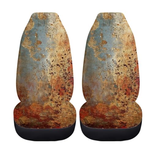 Pehede Car Seat Cover Rusty Iron Front for Cars, Easy to Install Cover Set, Accessories Auto Trucks Van SUV,2 Packs - color: Multi32
