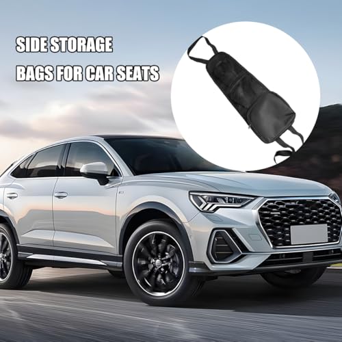 Car Seat Side Organizer, 2PCS Multi-Pocket Vehicle Front Seat Storage Hanging Bag with Mesh Net Pocket, Multifunctional Automotive Stuff Holder, Universal for SUV RV Truck (Black) - color: Black