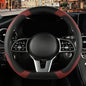 Microfiber Leather D Shaped Steering Wheel Cover, Breathable, Anti Slip, Universal 15 inch, Black with Burgundy - color: Black Burgundy, size: D Shape-Middle[14.5''-15'']