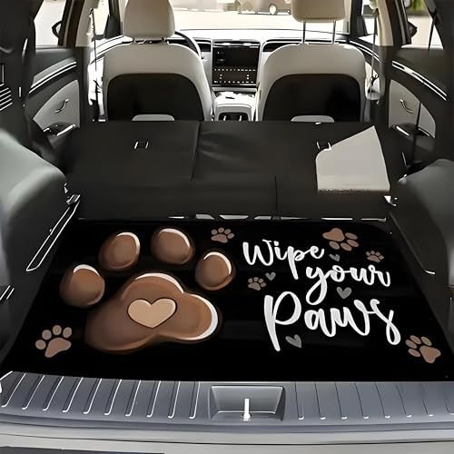 Universal Car Trunk Mat, All Weather Trunk Protection Cargo Liner, Stylish Vehicle Interior Accessories, Durable Cargo Mat Rear Trunk Line Suitable for Most Car (Brown Dog Paw Print, 29" x 39") - color: Brown Dog Paw Print