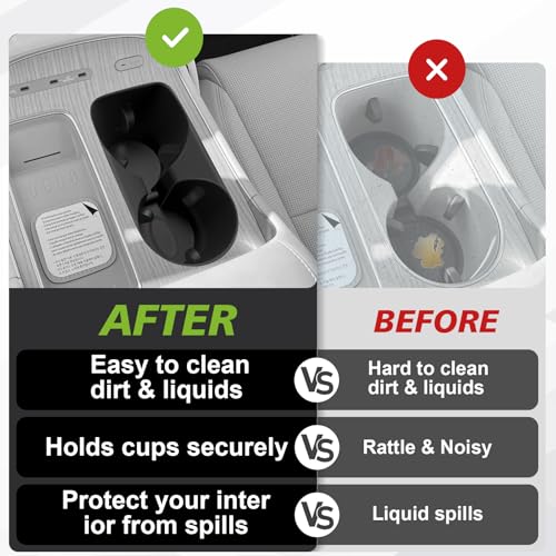 Muslogy Center Console Cup Holder Inserts Compatible with 2026 Hyundai Palisade Accessories Middle Console Drink Holder Silicone Liner Organizer Non-Slip Drink Stopper - size: 2026 Palisade