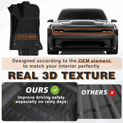 TripleAliners All-Weather Mats Compatible with 2026 2025 2024 Dodge Charger EV Accessories Floor Liners Trunk Cover Custom Fit TPE Heavy-Duty Liners (Floor Mats) - size: Charger EV | 2024+