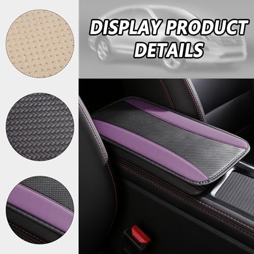 IHOTDER Stylish Car Center Console Cover,PU Leather Car Armrest Cover Prevent Scratches on Center Console,Universal Car Armrest Cushion Car Accessories Interior for Car SUV Truck (Purple) - color: Purple