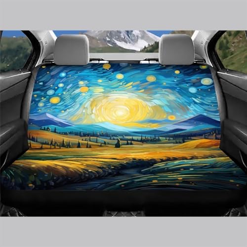 Van Gogh Style Oil Painting Car Seat Cover Bench Seat Covers for Trucks Car Accessories Split 2 Pack Rear Seat Covers for SUV - color: 1 Van Gogh Oil Painting