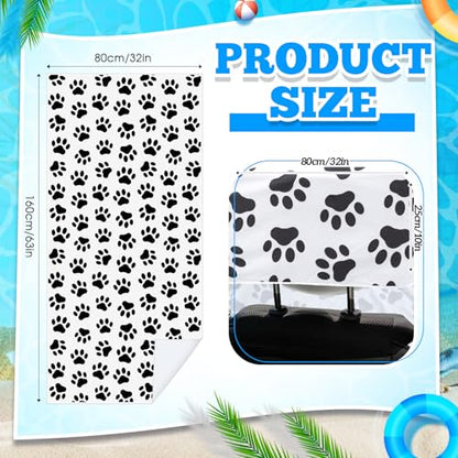 Hahafelt 2 Pack Car Seat Towel Covers with Storage Bag, 63 x 32 Inch Universal Non Slip Waterproof Sweat Protector for Car Truck, Gym Swimming Running, Machine Washable (Dog Footprints) - style: Dog Footprints