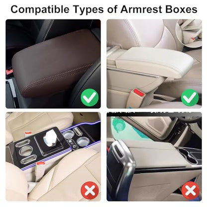 NBTEPEM Bling Car Armrest Cover, Universal Microfiber Leather Center Console Cover with 2 Pockets, Rhinestone Car Armrest Cushion, Bling Accessories Interior for Most Vehicles (Champagne Diamond) - color: Champagne Diamond