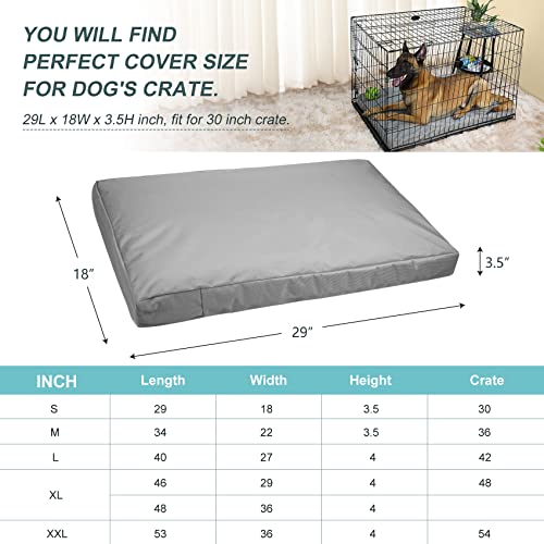 Explore Land Waterproof Dog Bed Cover Canvas Washable Dog Crate Pad Replacement Cover for 30 Inch Crate, 29Lx18Wx3.5H inch, Gray - color: Light Gray With Canvas, size: 29”Lx18”Wx3.5”H
