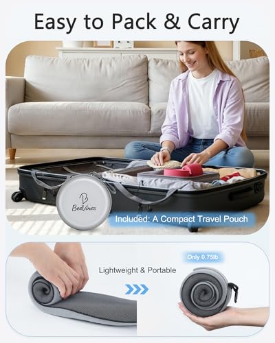 BeeVines Travel Pillow with Carry Case, Memory Foam Neck Pillows for Airplanes, 360° Wrap Around Support for Sleeping, Breathable & Washable Cover for Long Flights, Car & Train Traveling