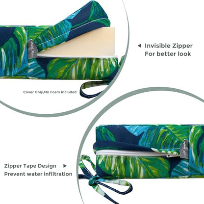 Magpie Fabrics Patio Bench Loveseat Cushion Covers (Replacement Cover only, No Insert!), Waterproof Fade Resistant Swing Cushion Slipcover with Ties(42x18x3 Inch, Green Lagoon Leaves) - color: A Green Lagoon Leaves, size: 42x18x3 Inch (1 Count)